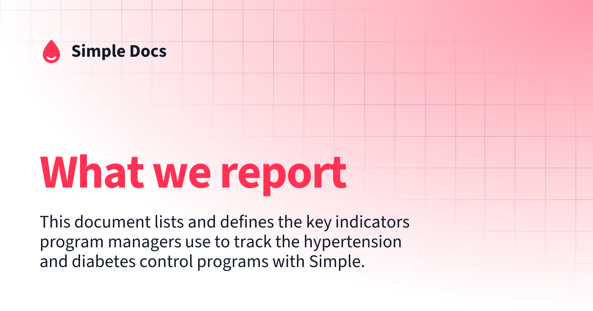 What we report | Simple Docs